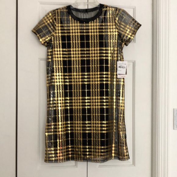 Fun black and gold plaid dress - Picture 1 of 4